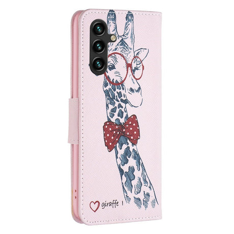 EIDERWOOD Samsung Galaxy A16 Læder Flip Cover m. Pung & Print - Giraf med Briller