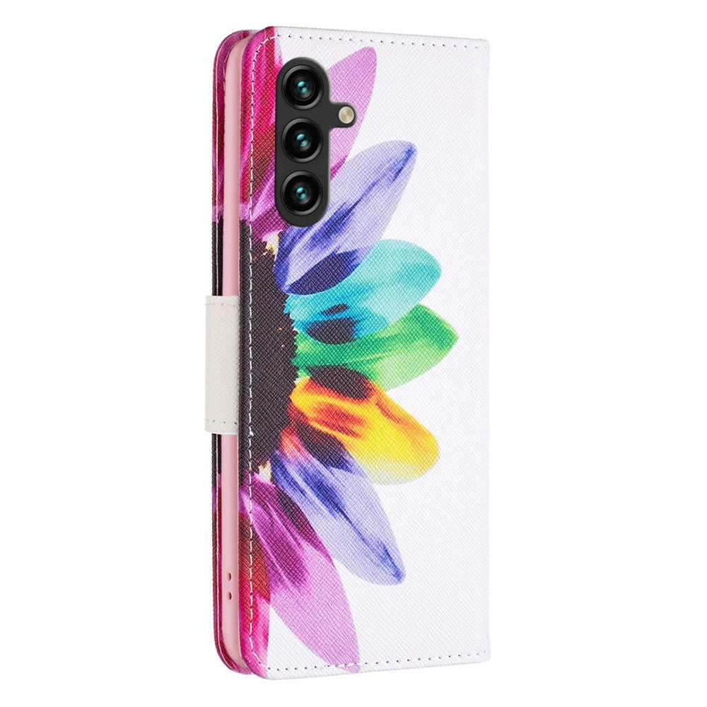 EIDERWOOD Samsung Galaxy A16 Læder Flip Cover m. Pung & Print - Farverig Blomst