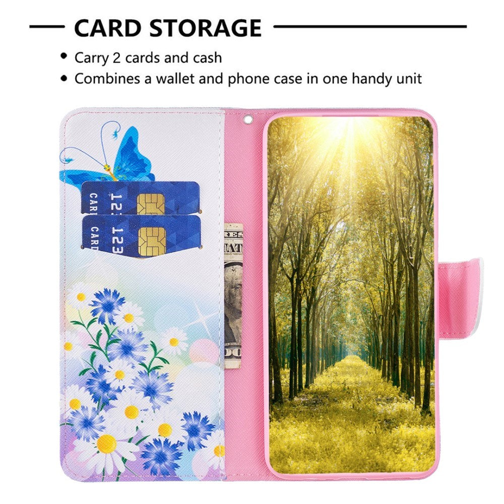 EIDERWOOD Samsung Galaxy A16 Læder Flip Cover m. Pung & Print - Sommerfugl & Blomster