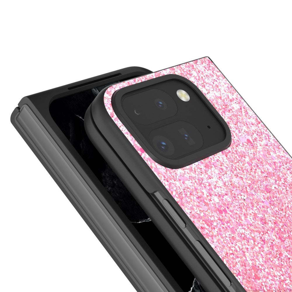 EIDERWOOD Google Pixel 9 Pro Fold (5G) Kunstlæder Glitter Bagside Cover - Lyserød