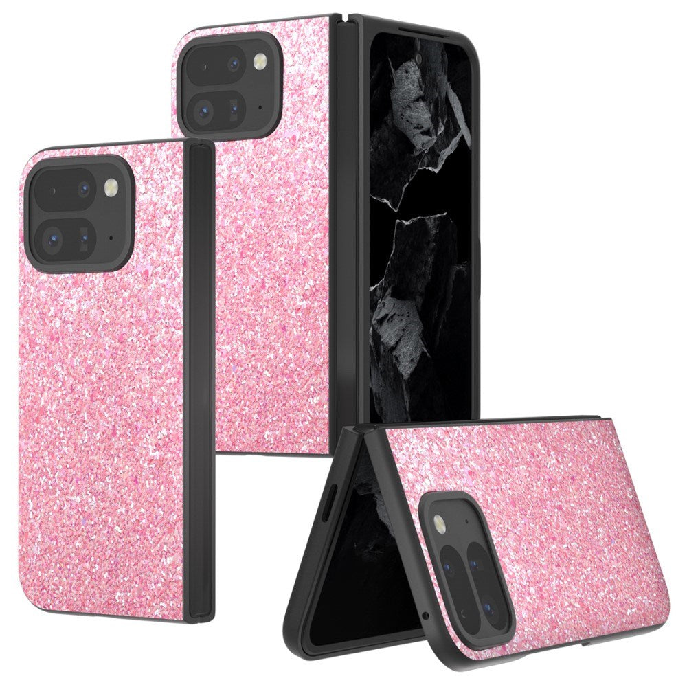 EIDERWOOD Google Pixel 9 Pro Fold (5G) Kunstlæder Glitter Bagside Cover - Lyserød