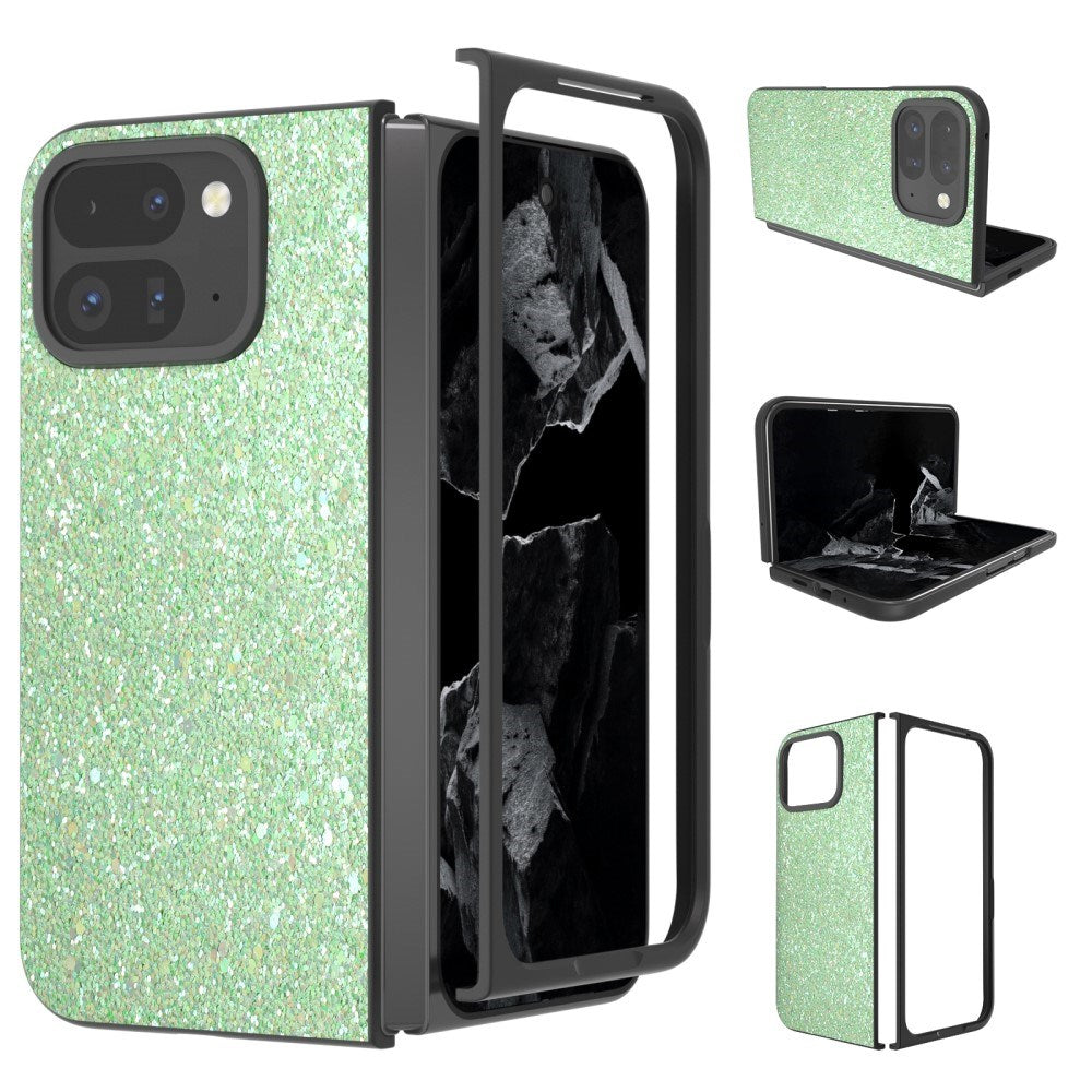 EIDERWOOD Google Pixel 9 Pro Fold (5G) Kunstlæder Glitter Bagside Cover - Grøn