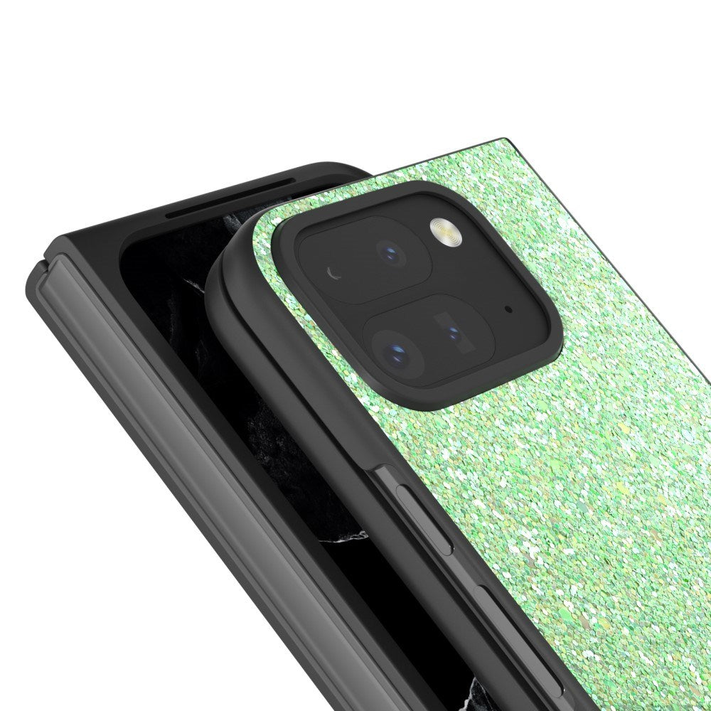 EIDERWOOD Google Pixel 9 Pro Fold (5G) Kunstlæder Glitter Bagside Cover - Grøn