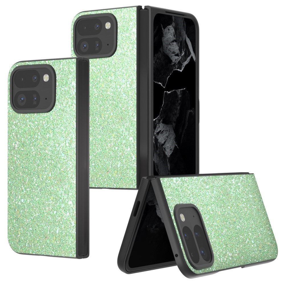 EIDERWOOD Google Pixel 9 Pro Fold (5G) Kunstlæder Glitter Bagside Cover - Grøn