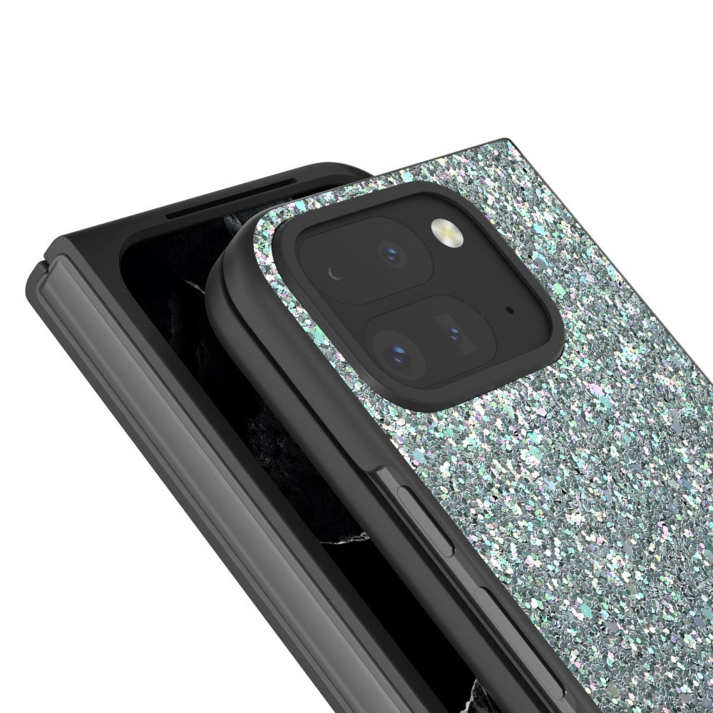 EIDERWOOD Google Pixel 9 Pro Fold (5G) Kunstlæder Glitter Bagside Cover - Mørkegrøn