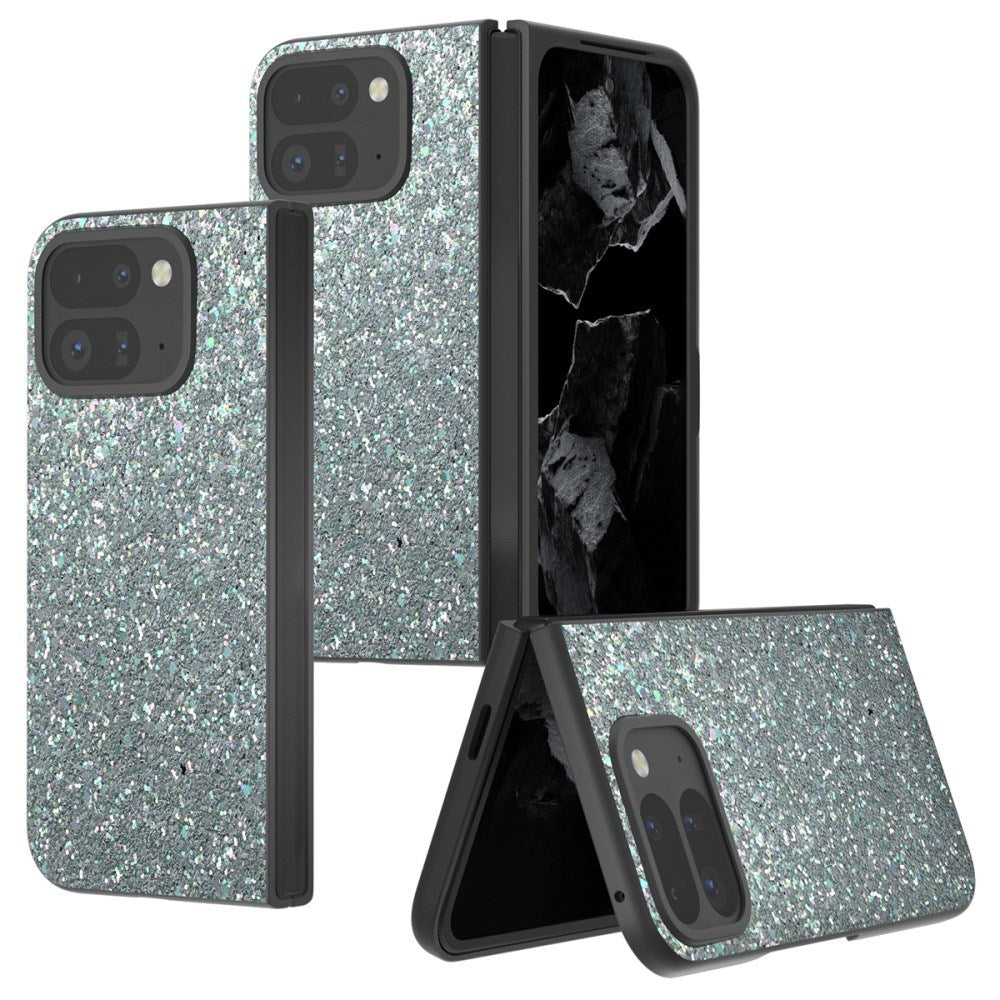 EIDERWOOD Google Pixel 9 Pro Fold (5G) Kunstlæder Glitter Bagside Cover - Mørkegrøn