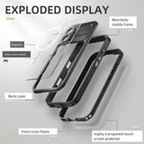 iPhone 16 Vandtæt Håndværker Plastik Cover m. Skærmbeskyttelse og Strop - MagSafe Kompatibel - Gennemsigtig / Sort