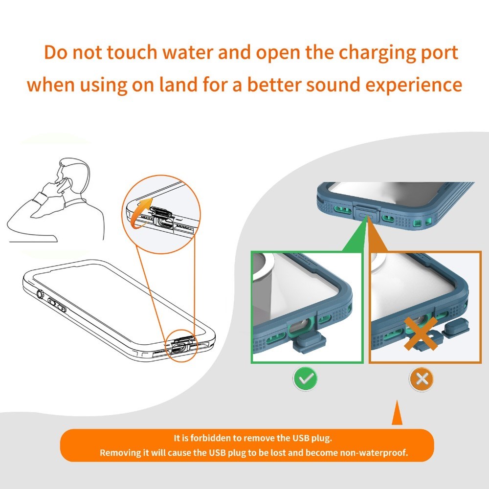 iPhone 16 Vandtæt Håndværker Plastik Cover m. Skærmbeskyttelse og Strop - MagSafe Kompatibel - Gennemsigtig / Blå