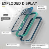 iPhone 16 Vandtæt Håndværker Plastik Cover m. Skærmbeskyttelse og Strop - MagSafe Kompatibel - Gennemsigtig / Blå