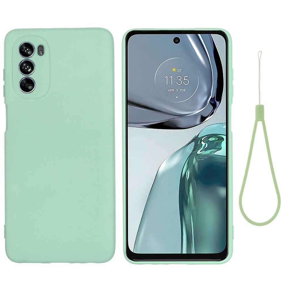 Motorola Moto G62 Liquid Silikone Bagside Cover m. Strop - Grøn