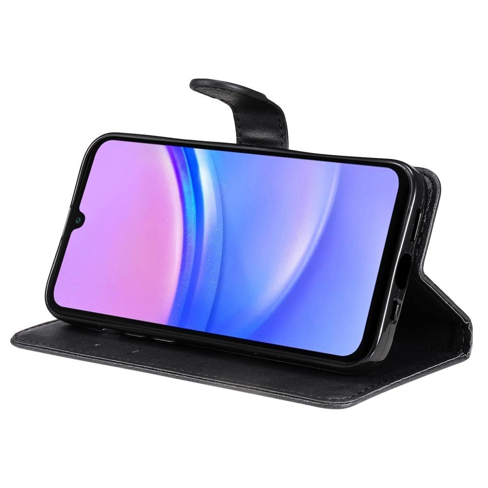 Samsung Galaxy A16 (4G/5G) PU Læder Flip Cover m. Pung og Strop - Sort