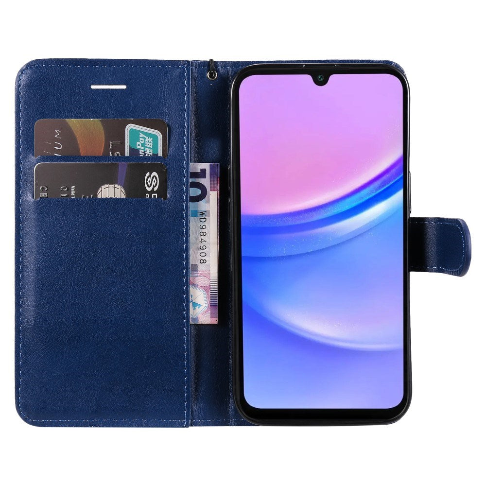 Samsung Galaxy A16 (4G/5G) PU Læder Flip Cover m. Pung og Strop - Blå