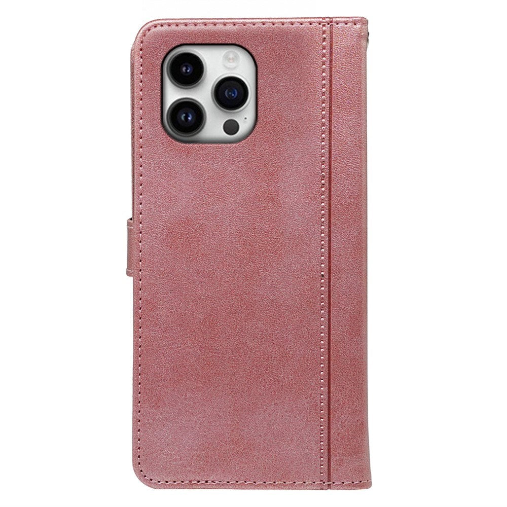 EIDERWOOD iPhone 16 Pro Læder Flip Cover m. Ståfunktion & Pung - Rose Gold