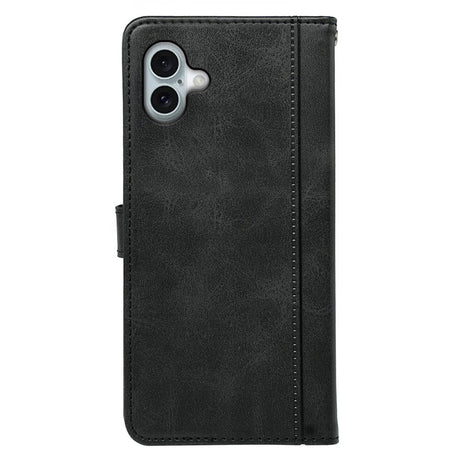 EIDERWOOD iPhone 16 Læder Flip Cover m. Ståfunktion & Pung - Sort