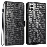 EIDERWOOD Samsung Galaxy A06 Mobil Flip Cover m. Krokodille Tekstur - Vegansk Læder - Sort