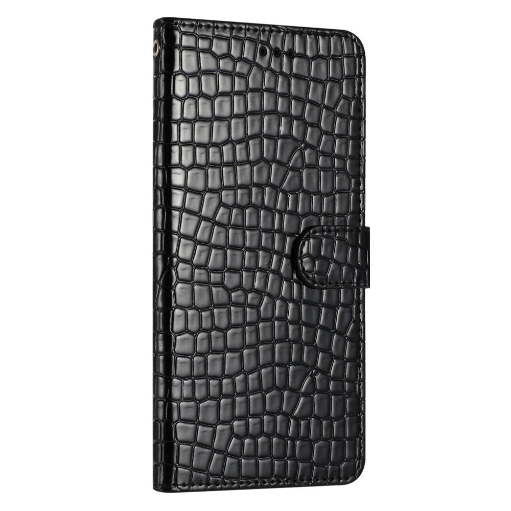 EIDERWOOD Samsung Galaxy A06 Mobil Flip Cover m. Krokodille Tekstur - Vegansk Læder - Sort