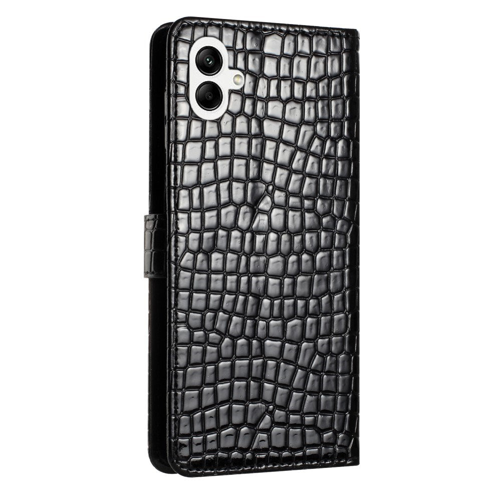 EIDERWOOD Samsung Galaxy A06 Mobil Flip Cover m. Krokodille Tekstur - Vegansk Læder - Sort