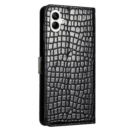 EIDERWOOD Samsung Galaxy A06 Mobil Flip Cover m. Krokodille Tekstur - Vegansk Læder - Sort