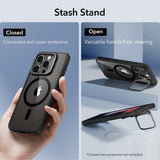 iPhone 16 Pro ESR Kickstand Hybrid Bagside Cover - MagSafe Kompatibel - Gennemsigtig / Sort