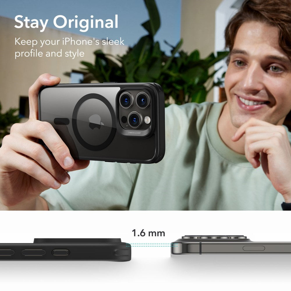 iPhone 16 Pro ESR Hybrid Bagside Cover - MagSafe Kompatibel - Gennemsigtig / Sort