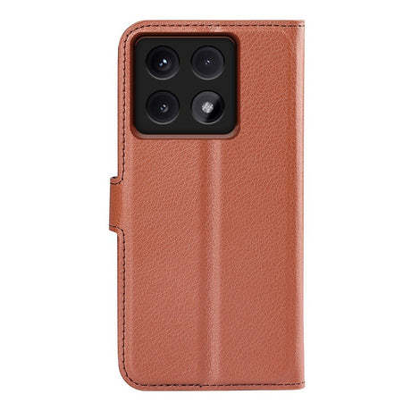 EIDERWOOD Xiaomi 14T Litchi Læder Flip Cover m. Pung - Brun