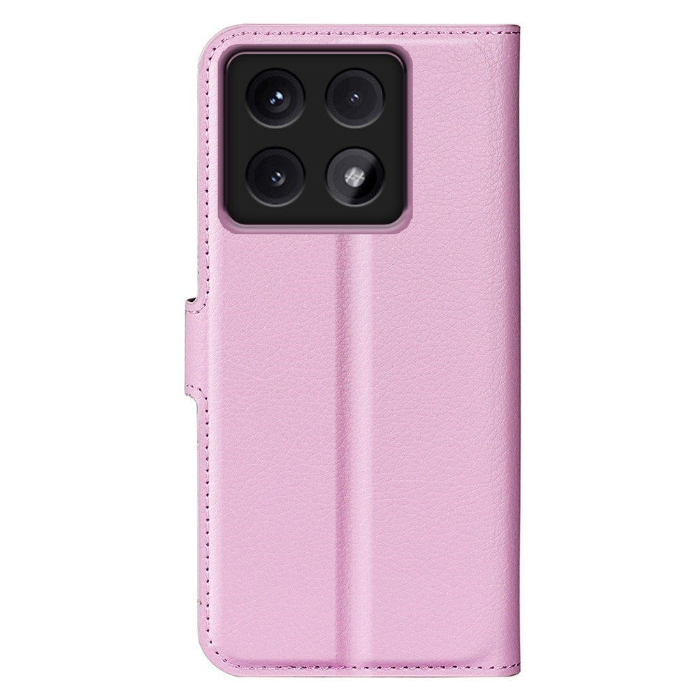 EIDERWOOD Xiaomi 14T Pro Litchi Læder Flip Cover m. Pung - Lyserød