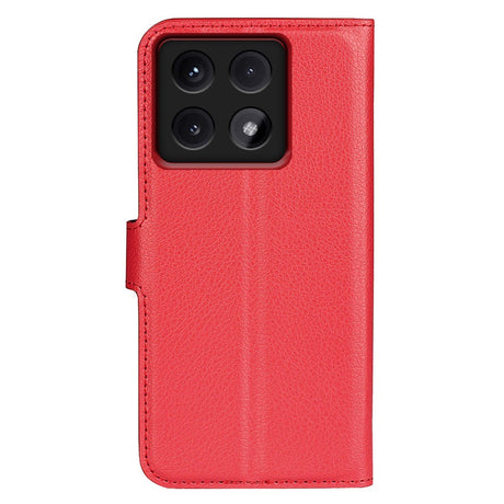 EIDERWOOD Xiaomi 14T Pro Litchi Læder Flip Cover m. Pung - Rød