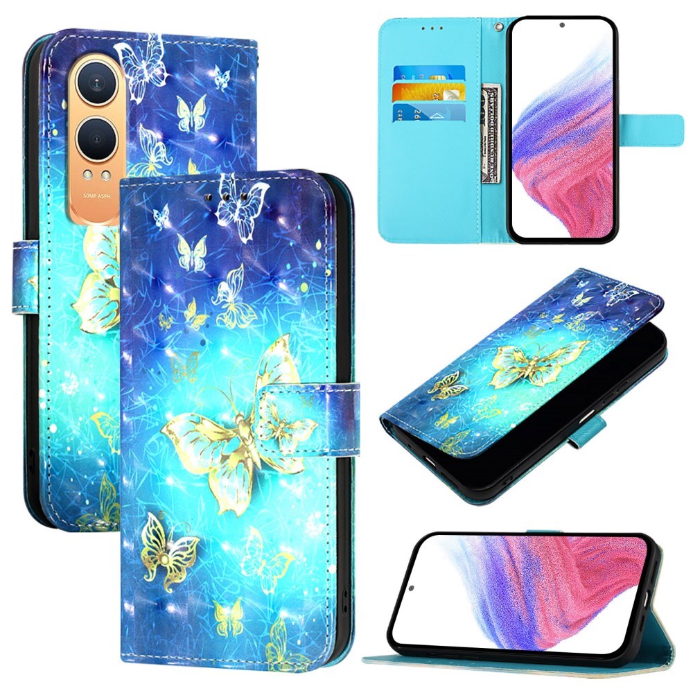 EIDERWOOD OnePlus Nord CE4 Lite (5G) Kunstlæder Flip Cover m. Pung og Strop - Gyldne Sommerfugle