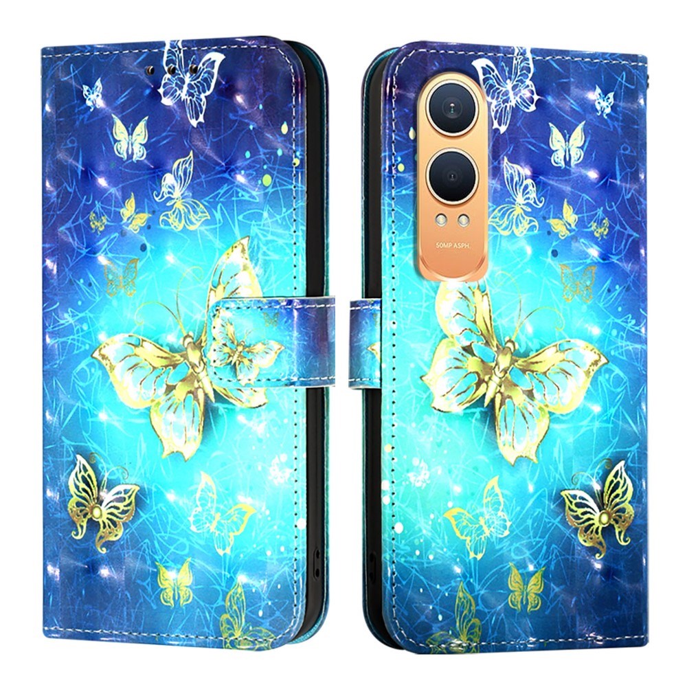 EIDERWOOD OnePlus Nord CE4 Lite (5G) Kunstlæder Flip Cover m. Pung og Strop - Gyldne Sommerfugle