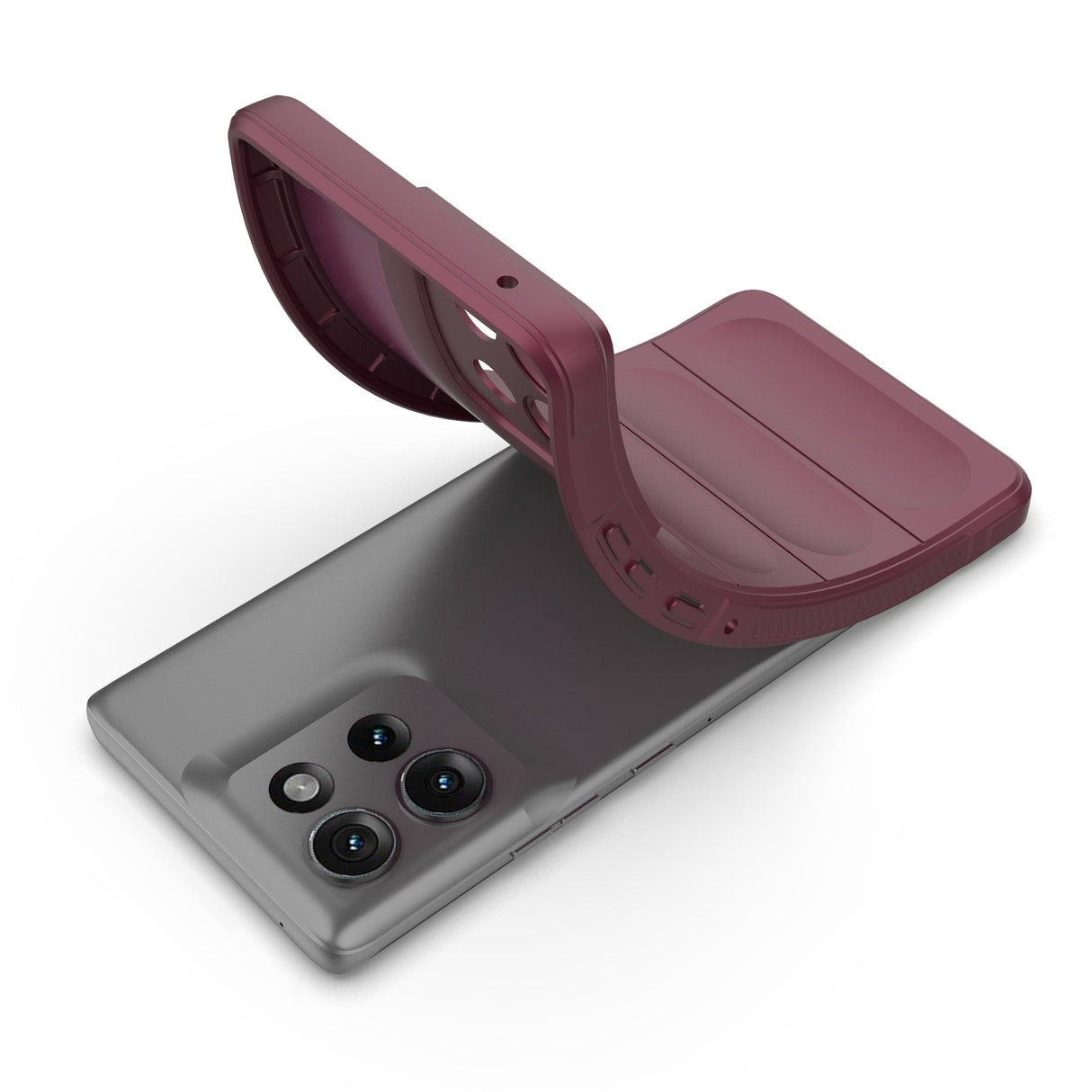 Robust Cover til Motorola Edge 50 5G - Skridsikkert Anti-Stød Beskyttelsescover - Mørkerød