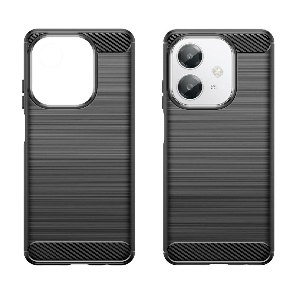 Oppo A60 / A40m / A40 - EIDERWOOD Brushed Carbon Fiber Fleksibelt Plastik Cover - Sort