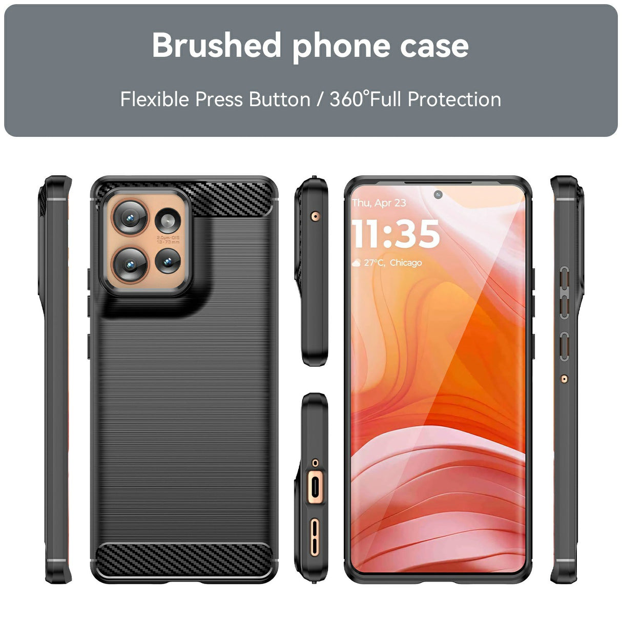 EIDERWOOD Motorola Edge 50 Cover m. Carbon Fiber Texture - Sort