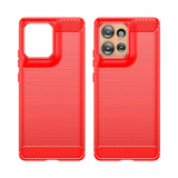 EIDERWOOD Motorola Edge 50 Cover m. Carbon Fiber Texture - Rød