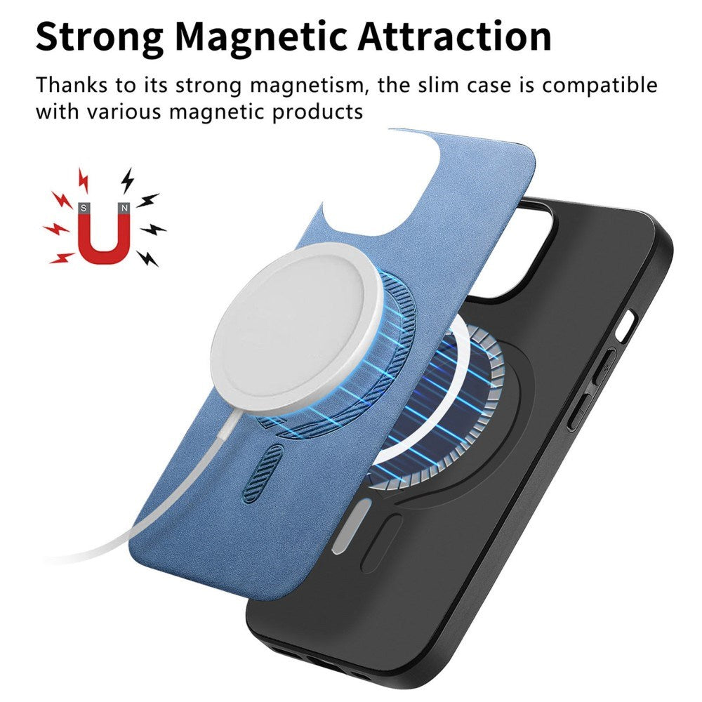 iPhone 16 Pro Max Læderbelagt Plastik Bagside Cover - MagSafe Kompatibel - Brun
