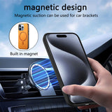 iPhone 16 Pro Max Læderbelagt Plastik Bagside Cover - MagSafe Kompatibel - Gul