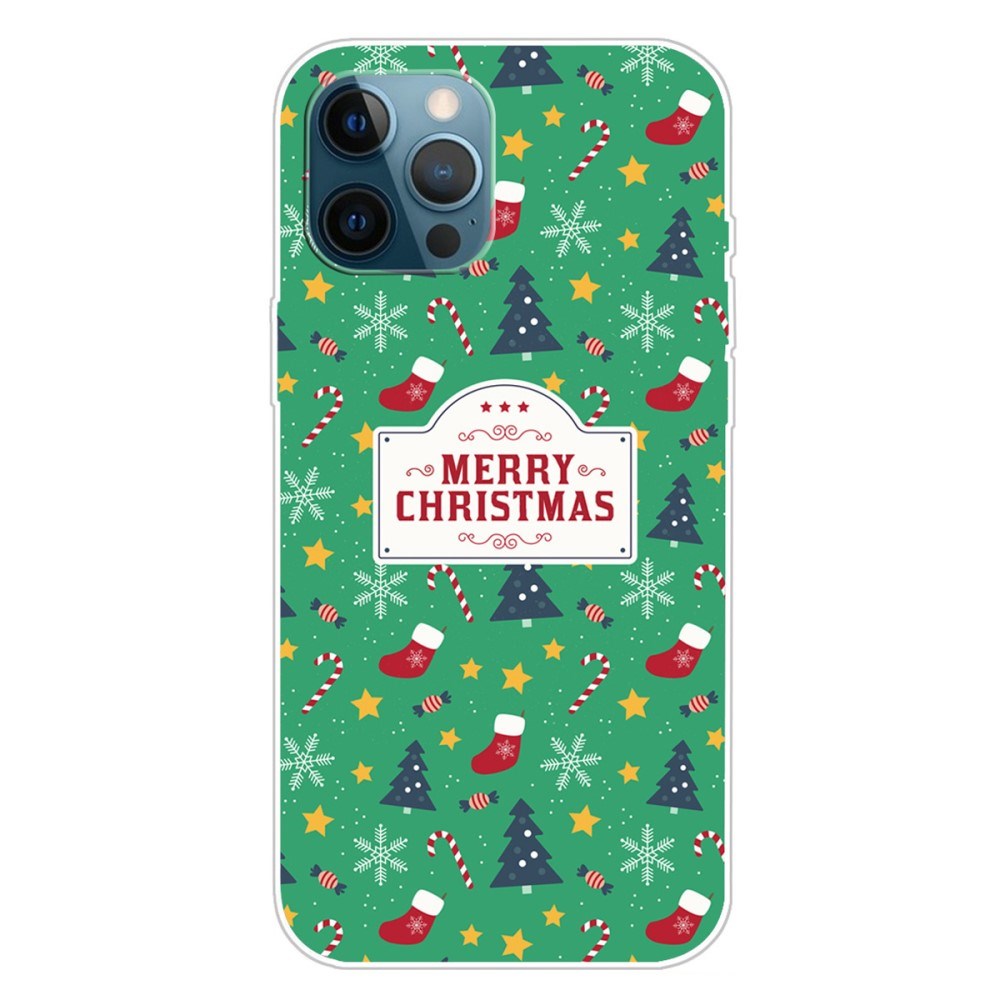 EIDERWOOD iPhone 16 Pro Max Fleksibelt Plast Bagside Julecover - Merry Christmas - Grøn Juledekoration