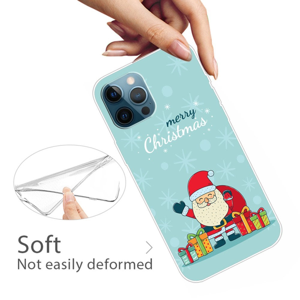 EIDERWOOD iPhone 16 Pro Fleksibelt Plast Bagside Julecover - Merry Christmas - Glad Julemand med Gaver