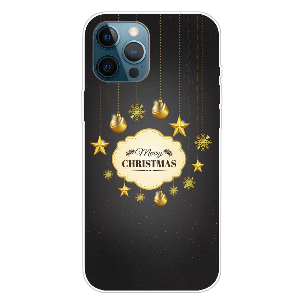 iPhone 16 Pro Fleksibelt Plast Bagside Jule Cover - Merry Christmas - Guld Dekorationer