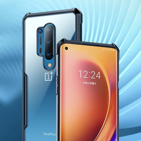 OnePlus 8 Pro Hybrid Plastik Bagside Cover - Gennemsigtig / Sort