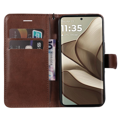 Motorola Edge 50 Wallet Flip Læder Cover m. Pung - Mørkebrun