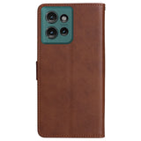 Motorola Edge 50 Wallet Flip Læder Cover m. Pung - Mørkebrun