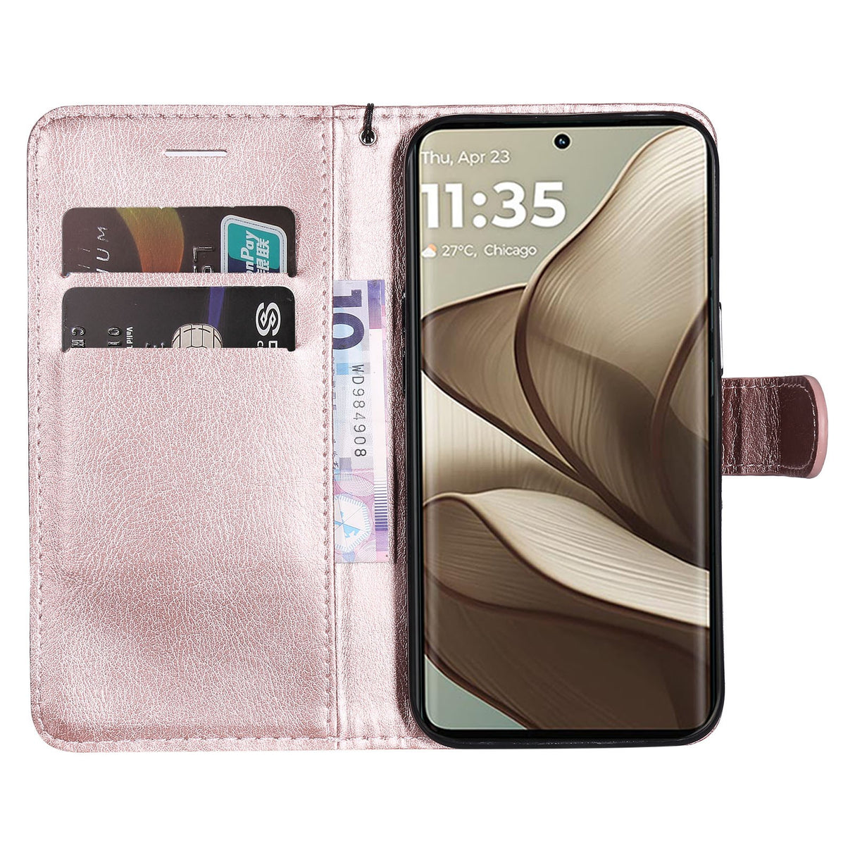 Motorola Edge 50 Wallet Flip Læder Cover m. Pung - Lyserød