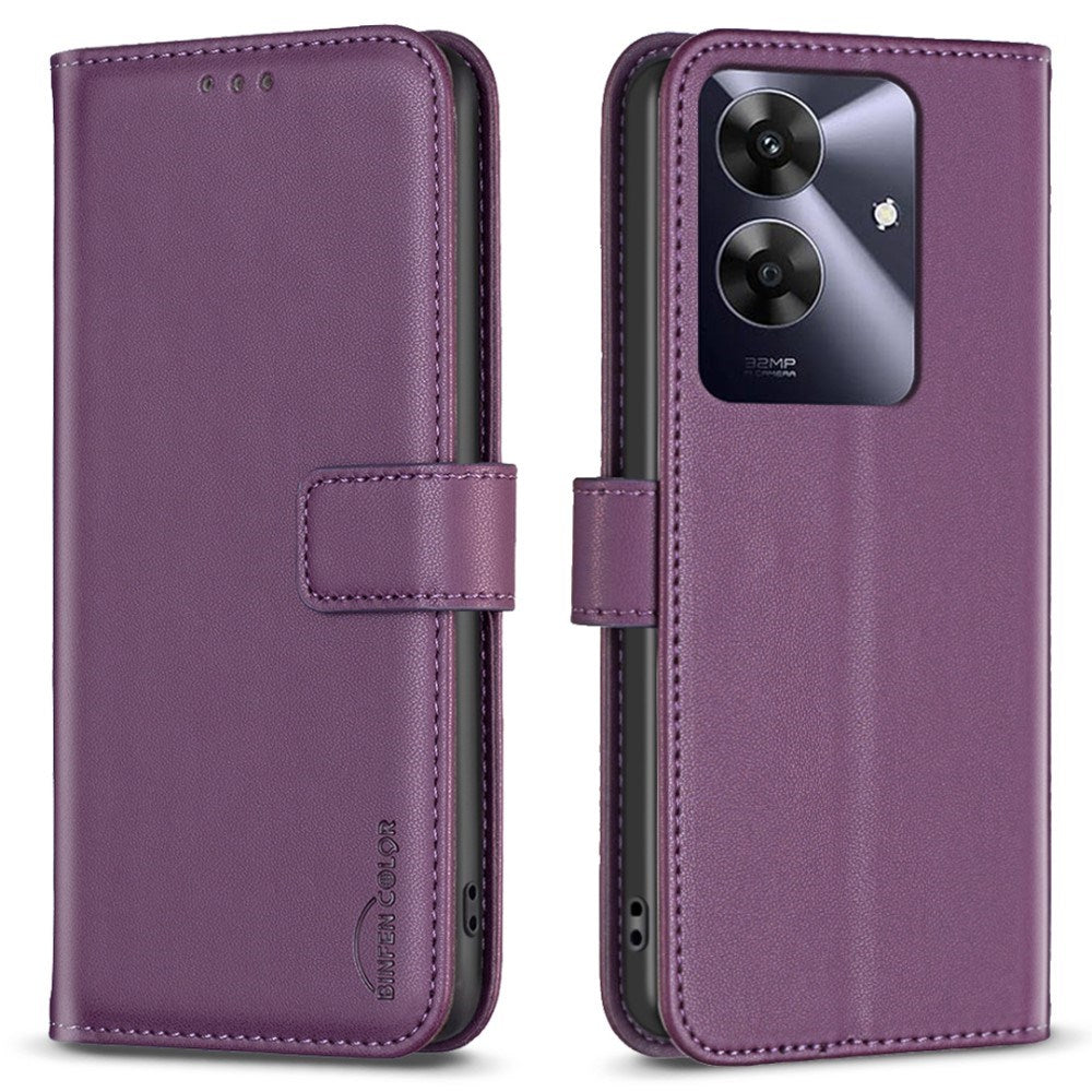Realme Note 60 / 60x (4G) / C63 (4G) / C61 (4G) Kunstlæder Flip Cover m. Ståfunktion & Kortholder - Lilla