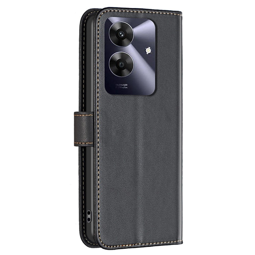 Realme Note 60 / 60x (4G) / C63 (4G) / C61 (4G) Kunstlæder Flip Cover m. Ståfunktion & Kortholder - Sort