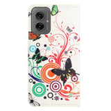 EIDERWOOD Motorola Moto G55 Flip Case inkl. Pung og Ståfunktion - Hvid / Sommerfugle