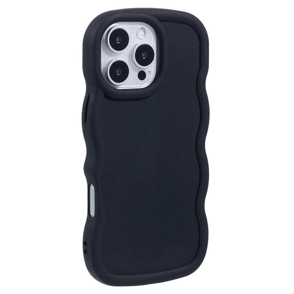 EIDERWOOD iPhone 16 Pro Fleksibelt Plastik Wavy Mobil Cover - Sort