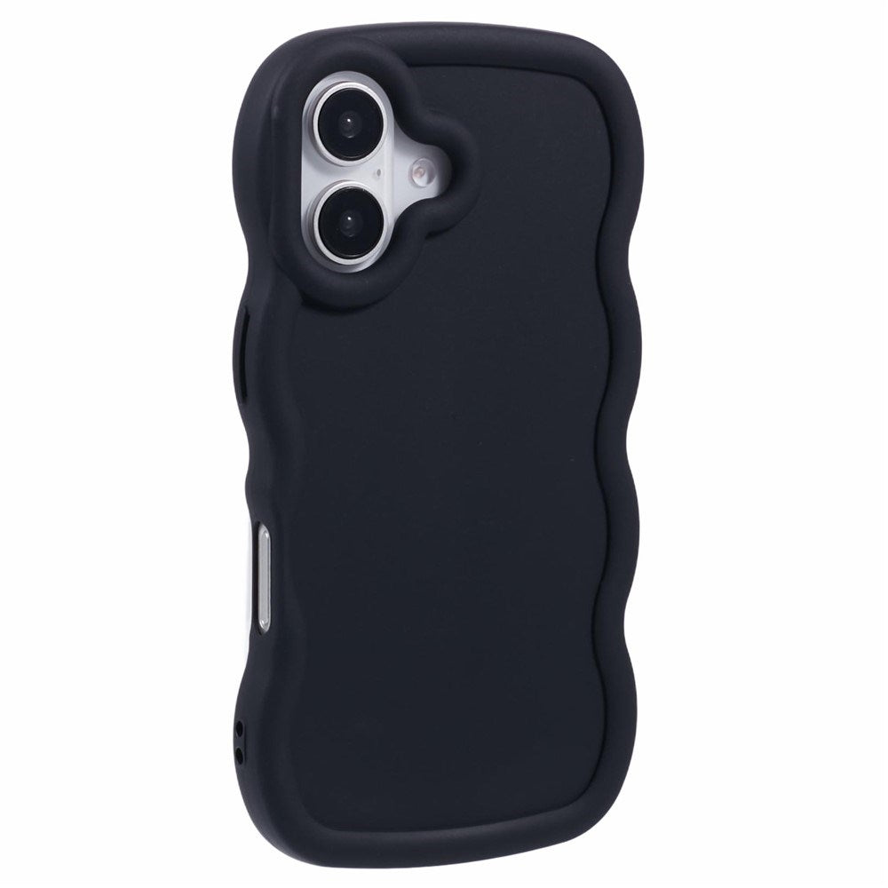 EIDERWOOD iPhone 16 Fleksibelt Plastik Wavy Mobil Cover - Sort