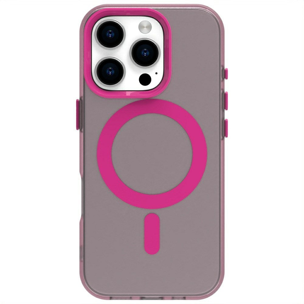 EIDERWOOD iPhone 16 Pro Hybrid Plast Mobil Cover - MagSafe Kompatibel - Gennemsigtig / Lyserød
