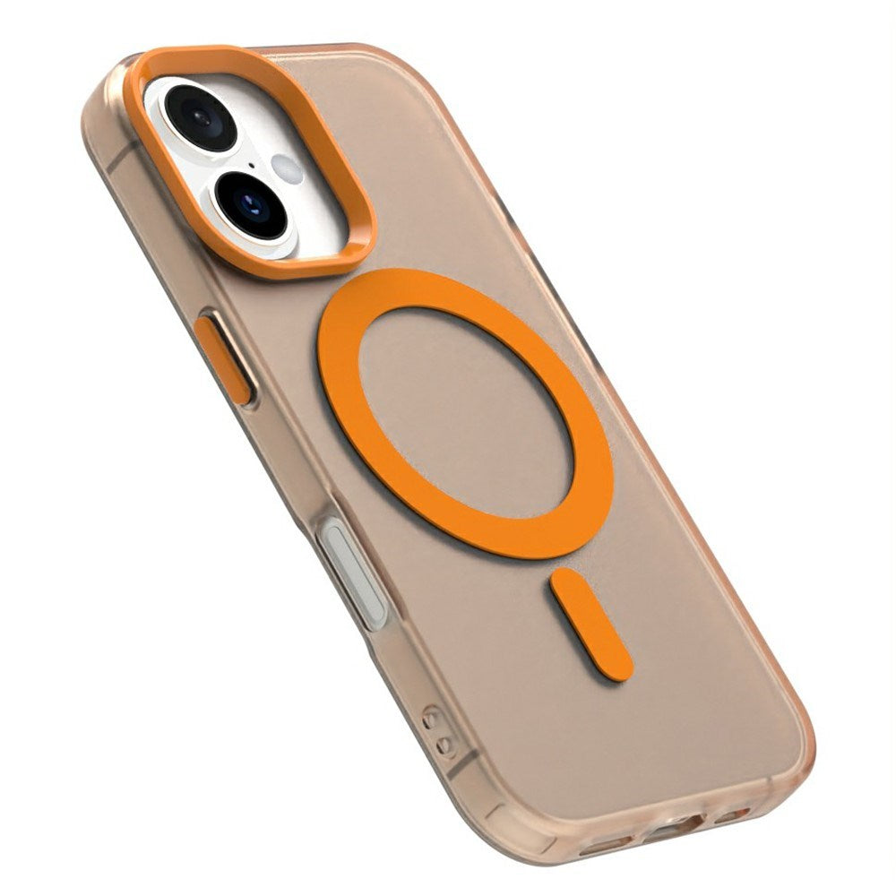 EIDERWOOD iPhone 16 Hybrid Plast Mobil Cover - MagSafe Kompatibel - Gennemsigtig / Orange