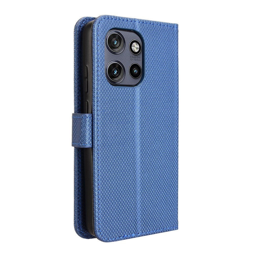 Motorola Edge 50 Neo (5G)/Moto S50 (5G)/ThinkPhone 25 (5G) - EIDERWOOD Vegansk Læder Flip Cover m. Diamant Tekstur - Blå